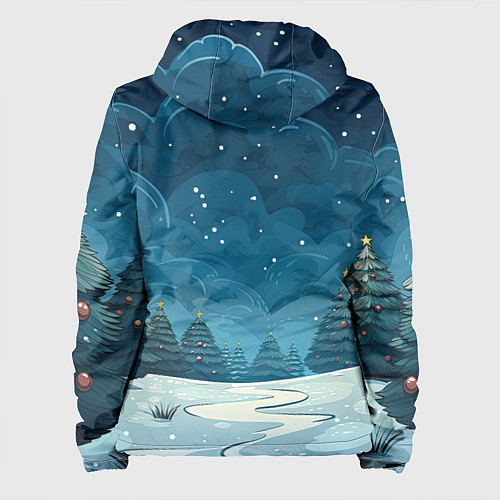 Женская куртка Зеленые елки новый год / 3D-Белый – фото 2