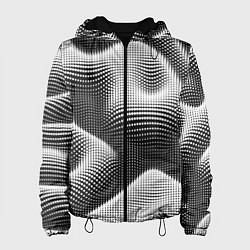 Куртка с капюшоном женская Чёрно белый точечный абстрактный фон, цвет: 3D-черный