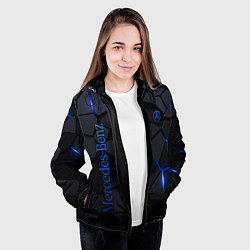 Куртка с капюшоном женская Mercedes - плиты с эффектом свечения, цвет: 3D-черный — фото 2