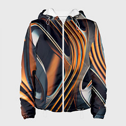 Женская куртка Слияние красок оранжевого и чёрного абстракция