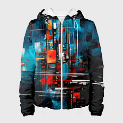 Куртка с капюшоном женская Городская абстракция, цвет: 3D-белый