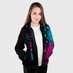 Куртка с капюшоном женская Twenty One Pilots - neon gradient по-вертикали, цвет: 3D-черный — фото 2