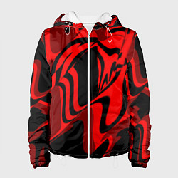 Куртка с капюшоном женская Черно-красное предупреждение, цвет: 3D-белый