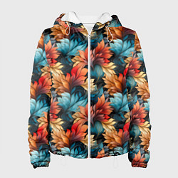 Куртка с капюшоном женская Нарисованная трава паттерн, цвет: 3D-белый