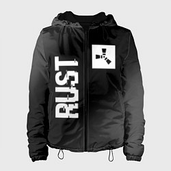 Куртка с капюшоном женская Rust glitch на темном фоне вертикально, цвет: 3D-черный