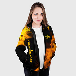 Куртка с капюшоном женская Counter-Strike 2 - gold gradient вертикально, цвет: 3D-черный — фото 2