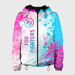 Куртка с капюшоном женская Foo Fighters neon gradient style по-вертикали, цвет: 3D-черный