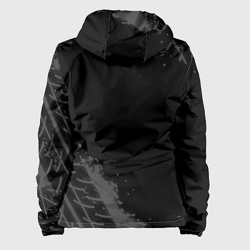 Женская куртка Chery speed на темном фоне со следами шин вертикал / 3D-Черный – фото 2