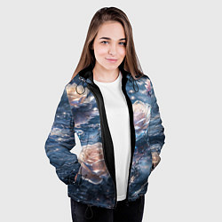 Куртка с капюшоном женская Белые розы на воде, цвет: 3D-черный — фото 2