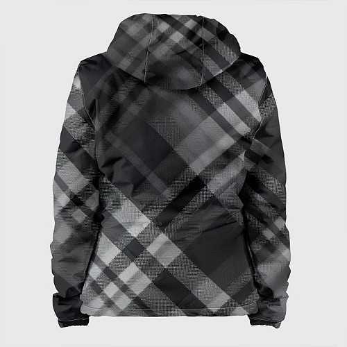 Женская куртка Черно-белая диагональная клетка в шотландском стил / 3D-Белый – фото 2