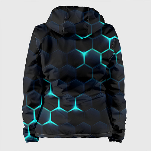 Женская куртка Бирюзовый сквозь чёрные соты / 3D-Черный – фото 2