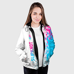 Куртка с капюшоном женская Slipknot neon gradient style по-вертикали, цвет: 3D-черный — фото 2