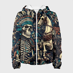 Женская куртка Татуировка скелета индейца и ковбоя в техасе