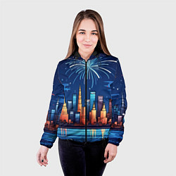 Куртка с капюшоном женская Новогодний салют, цвет: 3D-черный — фото 2