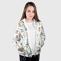 Куртка с капюшоном женская Акварельные сказочные лесные звери от нейросети -, цвет: 3D-белый — фото 2