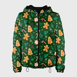 Женская куртка New year pattern with green background