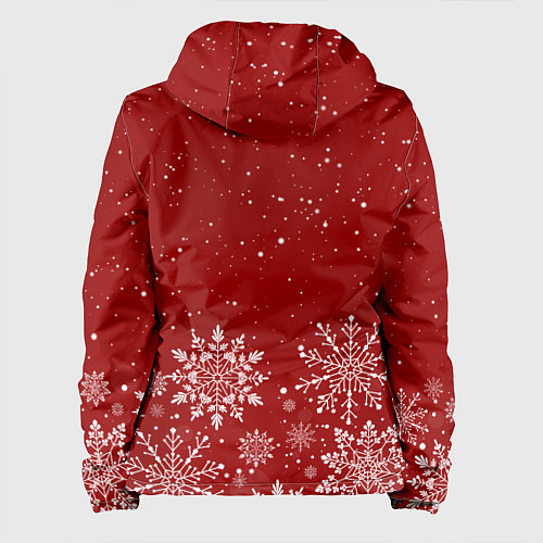 Женская куртка Текстура снежинок на красном фоне / 3D-Белый – фото 2