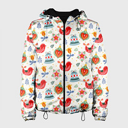 Куртка с капюшоном женская Рождественские узоры, цвет: 3D-черный