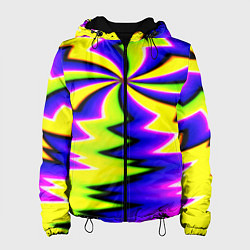 Куртка с капюшоном женская Неоновая фрактальная абстракция, цвет: 3D-черный