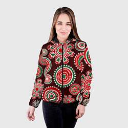 Куртка с капюшоном женская Новогодний принт красный, цвет: 3D-черный — фото 2