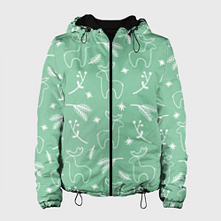 Женская куртка Зеленый рождественский узор с оленями