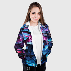 Куртка с капюшоном женская Стеклянные прозрачные камушки, цвет: 3D-белый — фото 2