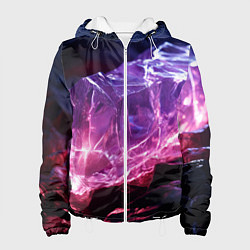 Куртка с капюшоном женская Стеклянный камень с фиолетовой подсветкой, цвет: 3D-белый