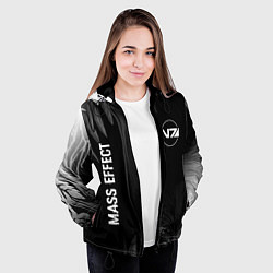 Куртка с капюшоном женская Mass Effect glitch на темном фоне вертикально, цвет: 3D-черный — фото 2