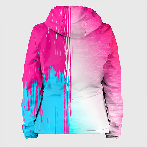 Женская куртка Cyberpunk 2077 neon gradient style по-вертикали / 3D-Черный – фото 2