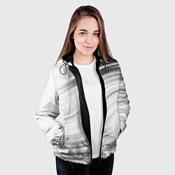 Куртка с капюшоном женская Бело-серый абстрактный узор дымчатый, цвет: 3D-черный — фото 2