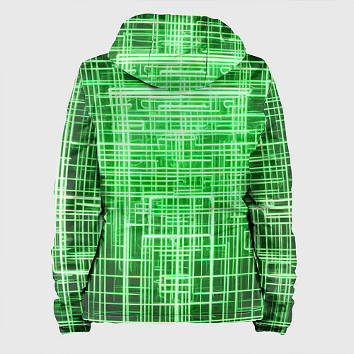 Женская куртка Зелёные неоновые полосы киберпанк / 3D-Белый – фото 2