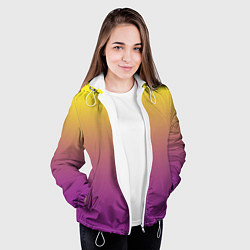 Куртка с капюшоном женская Желто-фиолетовый градиент, цвет: 3D-белый — фото 2