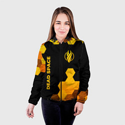 Куртка с капюшоном женская Dead Space - gold gradient вертикально, цвет: 3D-черный — фото 2