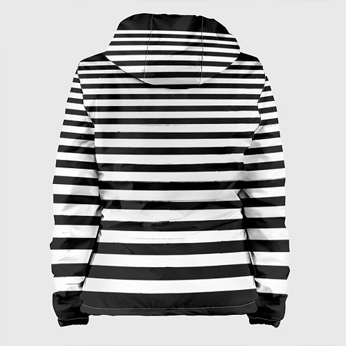 Женская куртка Силуэт на чёрно белом полосы / 3D-Белый – фото 2