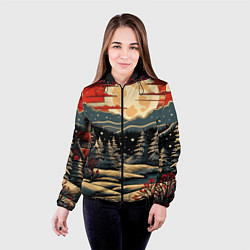 Куртка с капюшоном женская Зимнее настроение новогодний рисунок, цвет: 3D-черный — фото 2