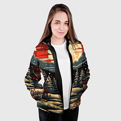 Куртка с капюшоном женская Зимнее настроение новогодний рисунок, цвет: 3D-черный — фото 2