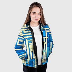 Куртка с капюшоном женская Полосы на синем фоне, цвет: 3D-черный — фото 2