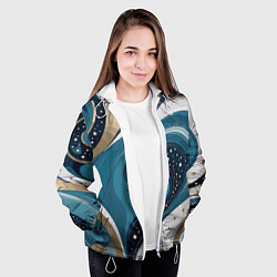 Куртка с капюшоном женская Бирюховые завитки, цвет: 3D-белый — фото 2