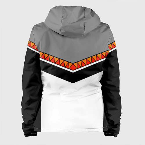 Женская куртка Углы и треугольники: оранжевый и красный / 3D-Белый – фото 2