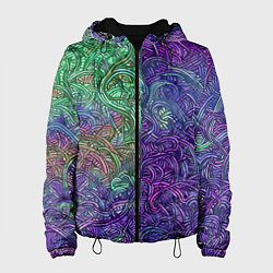 Женская куртка Вьющийся узор фиолетовый и зелёный