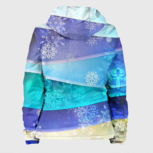 Женская куртка Абстрактный синий волнистый фон со снежинками / 3D-Черный – фото 2