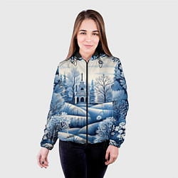 Куртка с капюшоном женская Пушистые завитки, цвет: 3D-черный — фото 2