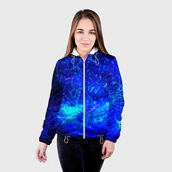 Куртка с капюшоном женская Синий лёд и снежинки, цвет: 3D-белый — фото 2