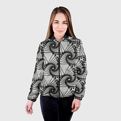 Куртка с капюшоном женская Треугольник и линии, цвет: 3D-черный — фото 2