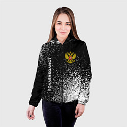 Куртка с капюшоном женская Воллейболист из России и герб РФ вертикально, цвет: 3D-черный — фото 2