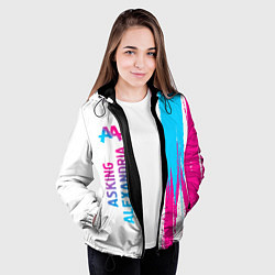 Куртка с капюшоном женская Asking Alexandria neon gradient style по-вертикали, цвет: 3D-черный — фото 2