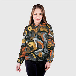Куртка с капюшоном женская Пятна необычной формы, цвет: 3D-черный — фото 2