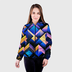 Куртка с капюшоном женская Неоновые абстрактные горы, цвет: 3D-черный — фото 2