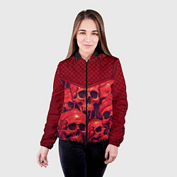 Куртка с капюшоном женская Расплавленные красные черепа, цвет: 3D-черный — фото 2