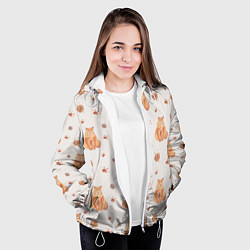 Куртка с капюшоном женская Паттерн - пухлый кот, цвет: 3D-белый — фото 2